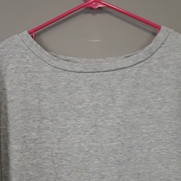 AVE & Viv Gray Metallic Stripe Plus Sz Sweatshirt - Picture 5 of 8